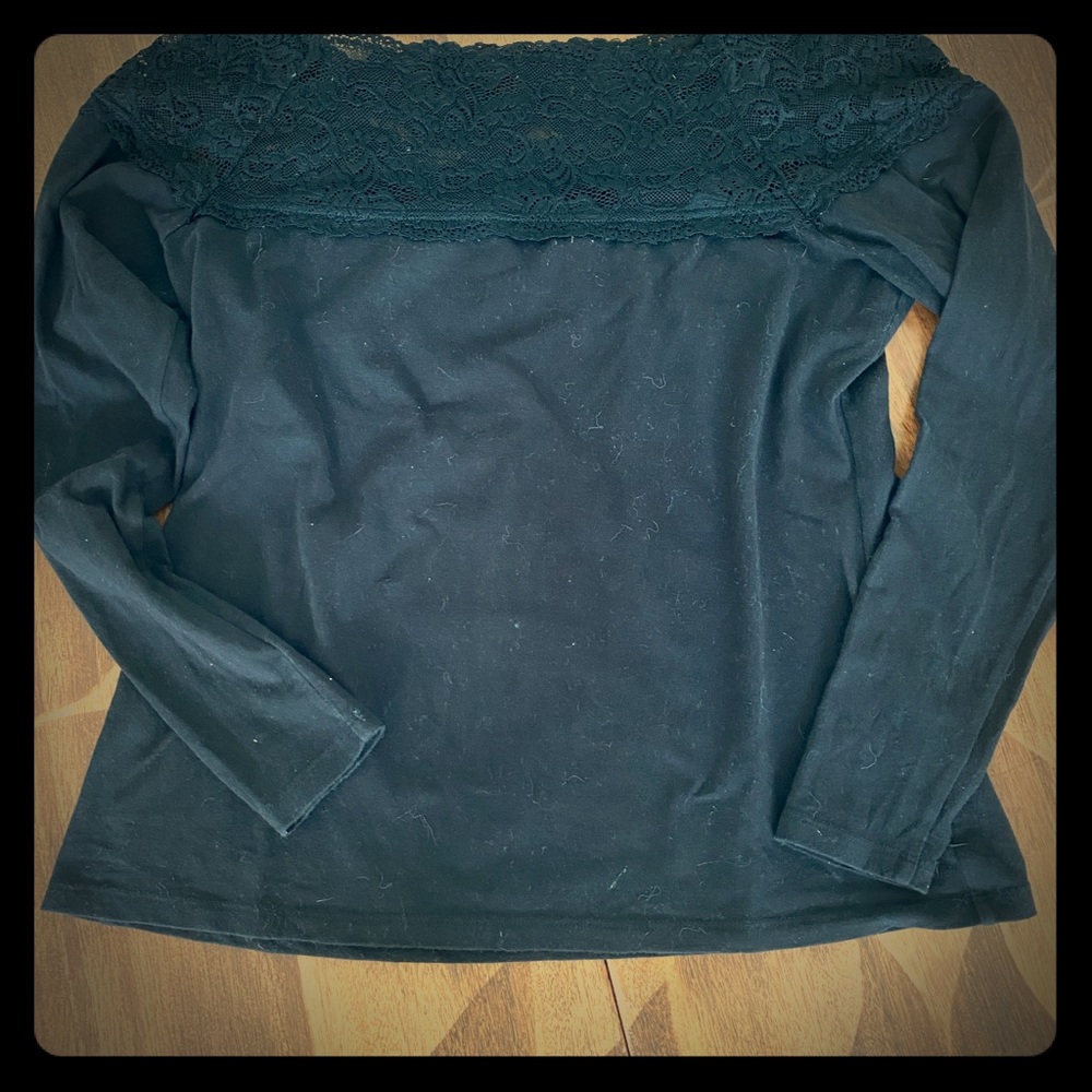 Wm’s large, H&M black lace off the shoulder top